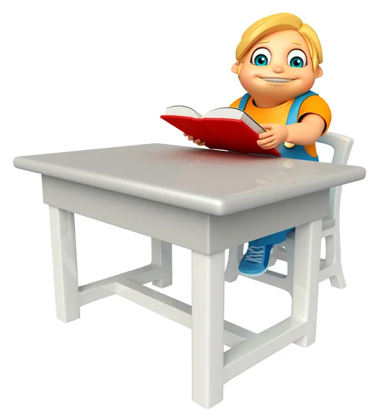 Хлопчик з книгою стільців — стокове фото