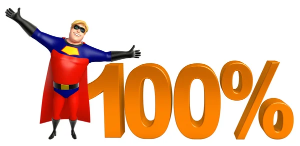 Superhéroe con 100% signo —  Fotos de Stock