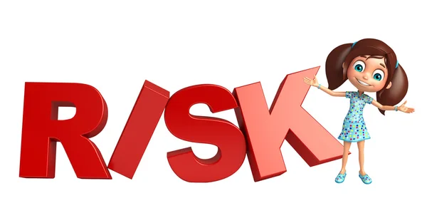 Risk işaretiyle çocuk kız — Stok fotoğraf