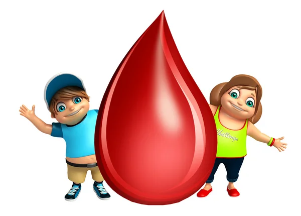 Niña y niño niño con gota de sangre — Foto de Stock