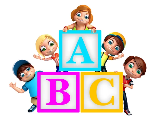 Niña y niño niño con alfabetos ABC — Foto de Stock