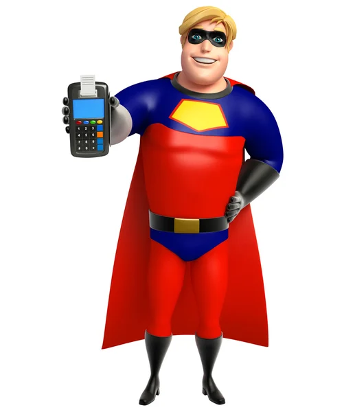 Superhero with Swap machine — Stock Photo, Image