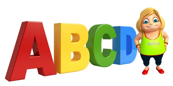 Kid girl with Abcd sign — Stock Photo, Image
