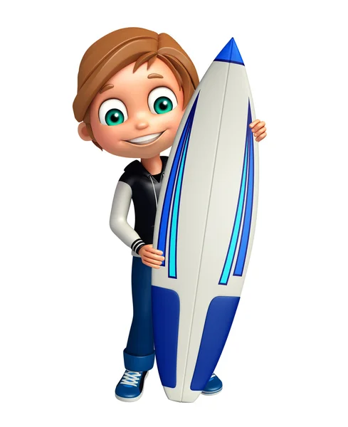 서핑 보드와 함께 아이 보 — 스톡 사진