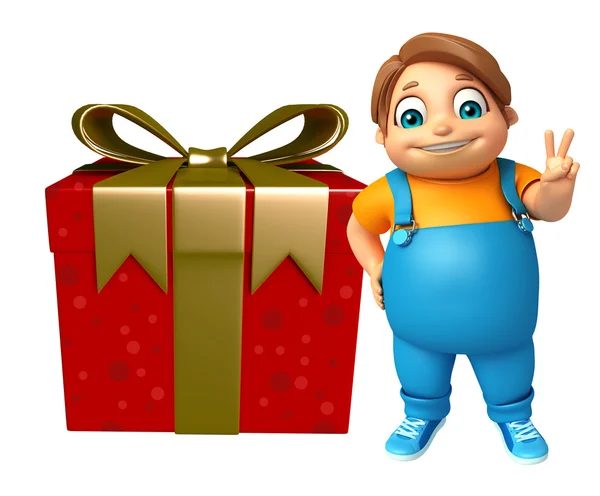 Niño con caja de regalo —  Fotos de Stock