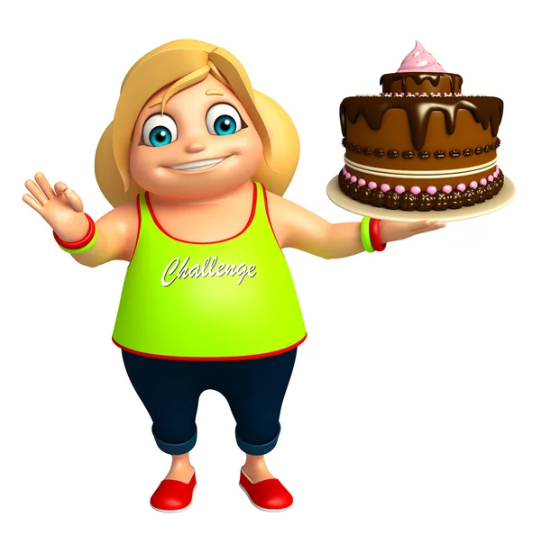 Dziecko dziewczynka z ciastem — Zdjęcie stockowe