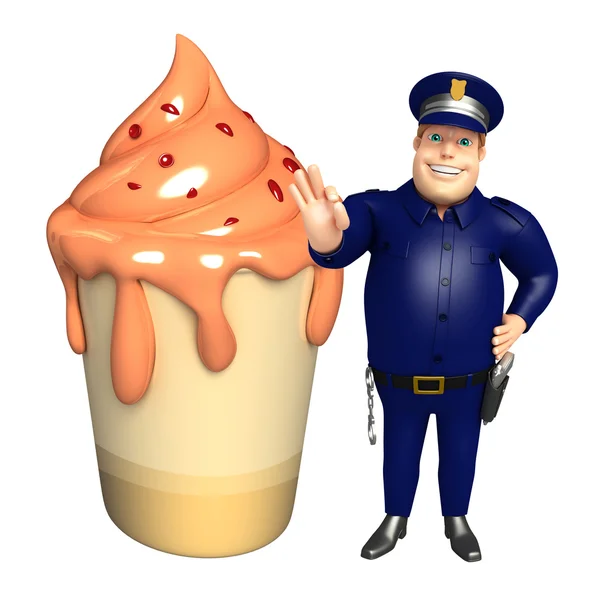 Police with Ice cream — Stock Photo, Image
