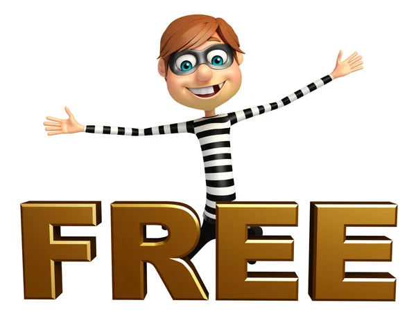 Thief with Free sign — Stock Photo, Image