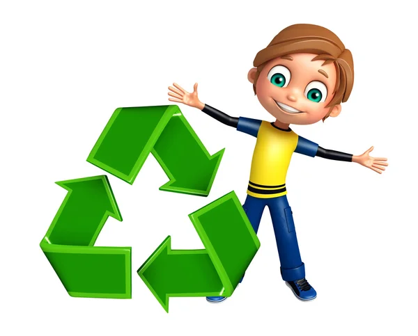Menino com reciclagem — Fotografia de Stock