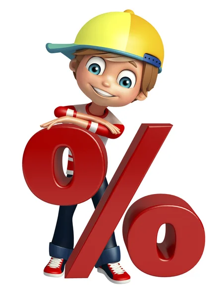 Kid boy with percentage sign — Stock Photo, Image