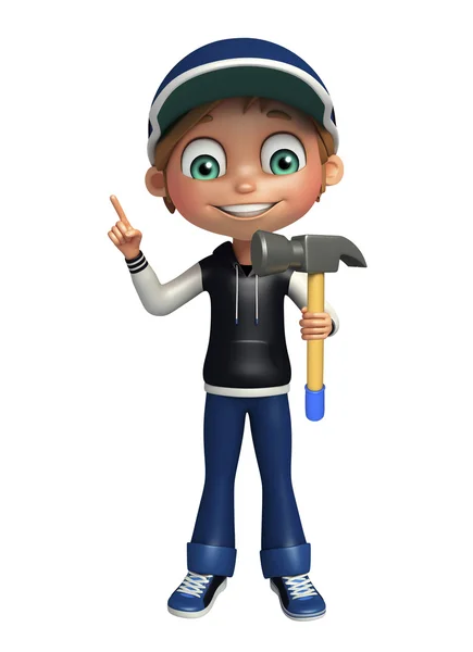 Kid boy with hammer — Stock Photo, Image