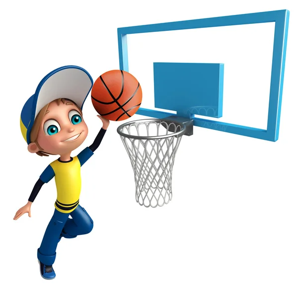 Anak laki-laki dengan bola basket bersih — Stok Foto