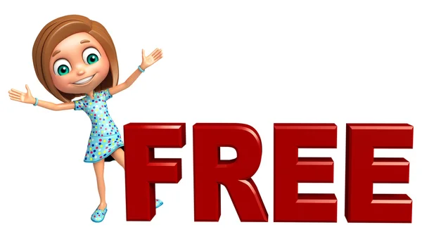 Kid girl with Free sign — Stock Photo, Image