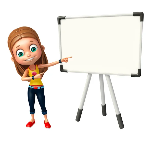 Kid girl with  Display board — Stock Photo, Image