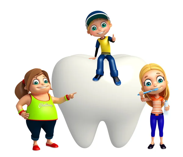 Kid boy and Kid girl with Teeth — Stock Photo, Image