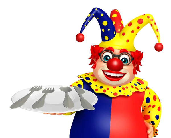 Clown mit Teller — Stockfoto
