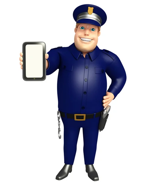 Police with Mobile — Stock Photo, Image