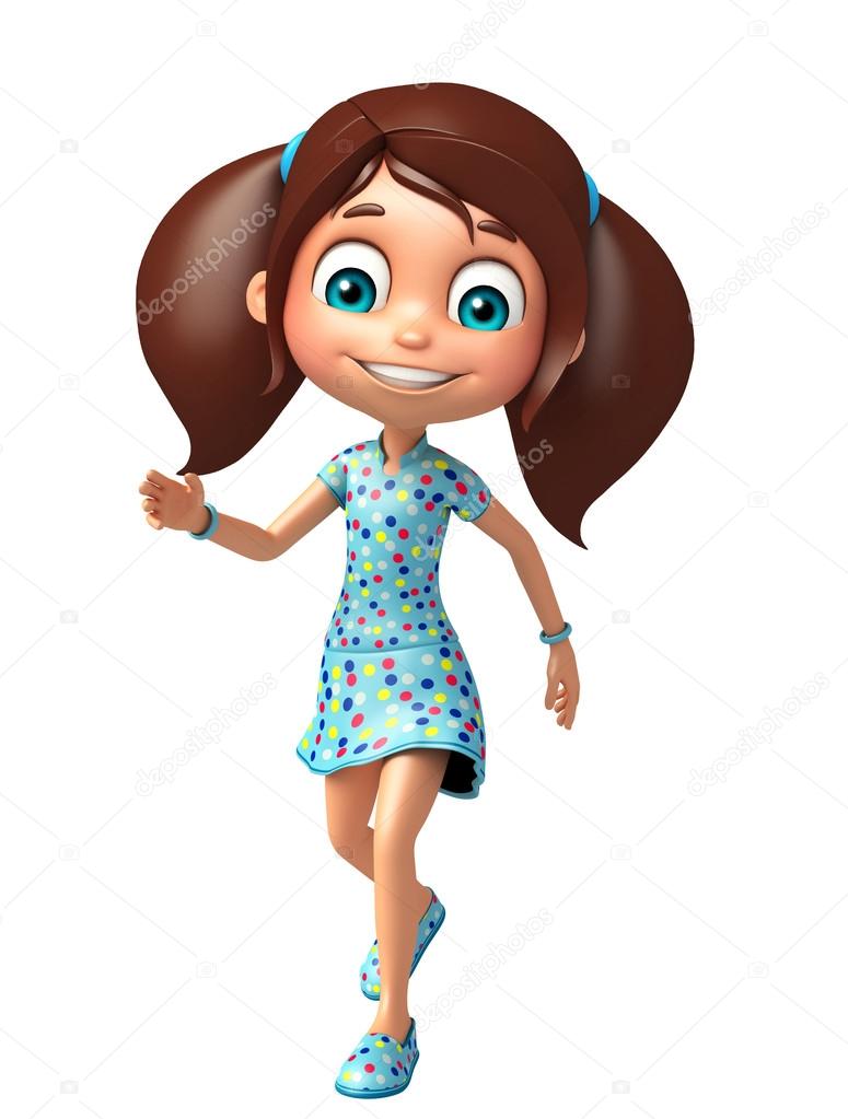 kid girl with Walking pose
