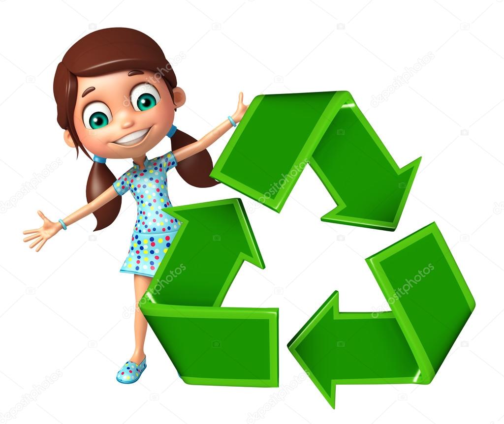 kid girl with Recycle