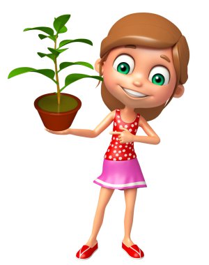 çocuk kızla bitki