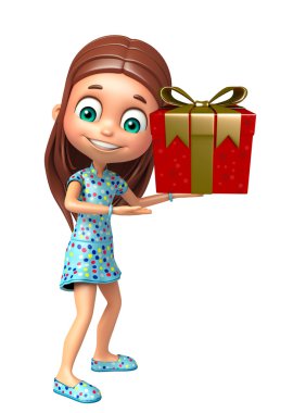 çocuk kızla hediye kutusu