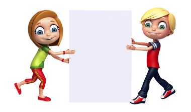 Beyaz tahta ile kız ve çocuk çocuk çocuk