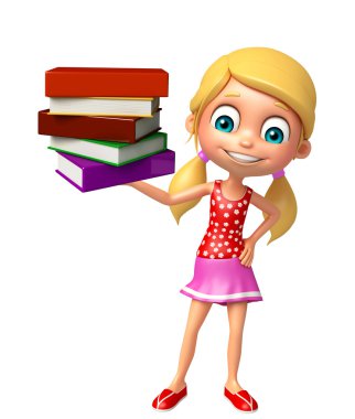 Kitap yığını ile çocuk kız