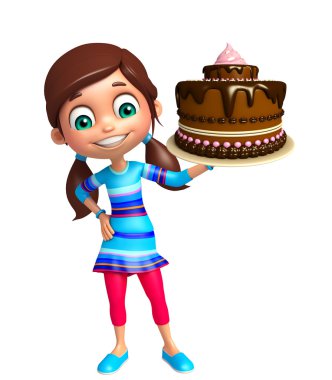 çocuk kız pasta ile