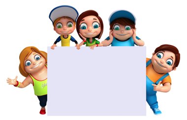 Beyaz tahta ile kız ve çocuk çocuk çocuk