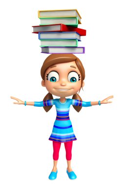 Kitap yığını ile çocuk kız