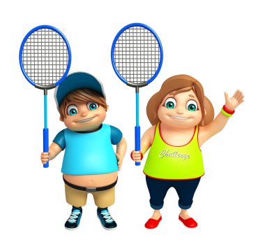 Çocuk erkek ve çocuk kız Badminton ile