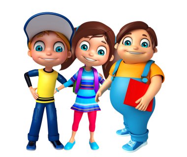 Çocuk erkek ve kız okul çantası ve kitap ile