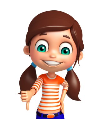 Başparmak çocuk kızla poz aşağı