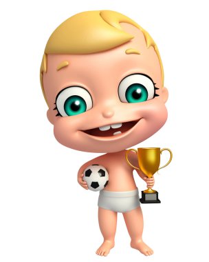 Futbol ve kazanan Kupası ile şirin bebek