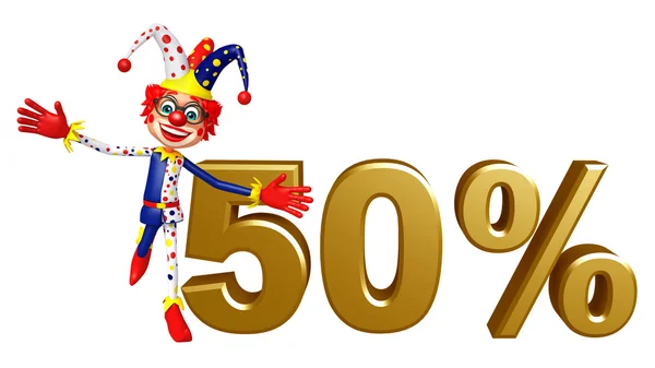 Clown med 50% tecken — Stockfoto