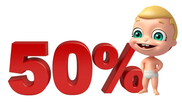 Söt baby med 50% tecken — Stockfoto