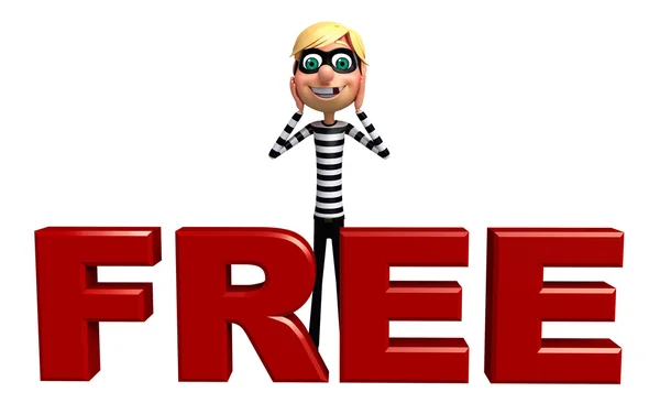 Thief with Free sign — Stock Photo, Image