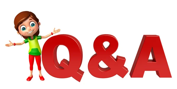 Niña con Q & A signo — Foto de Stock