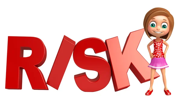 Risk işaretiyle çocuk kız — Stok fotoğraf