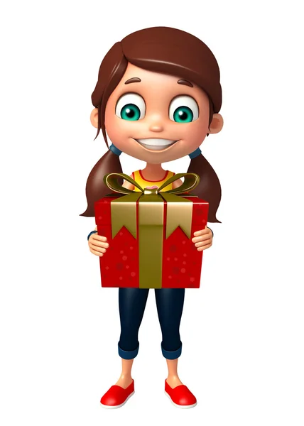 Kind Mädchen mit Geschenkbox — Stockfoto