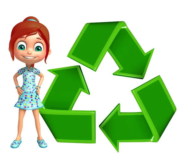 Menina criança com reciclagem — Fotografia de Stock