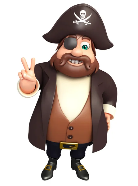 Piraat met overwinning pose — Stockfoto