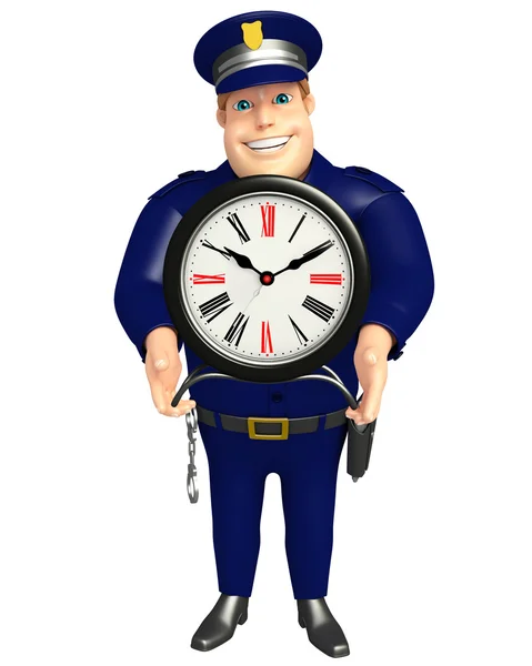 Police with Clock — Stock Photo, Image