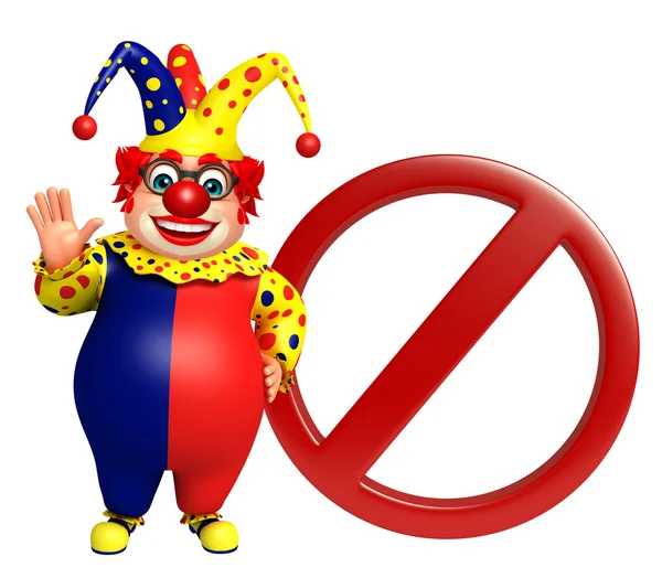 Clown con stop segno — Foto Stock