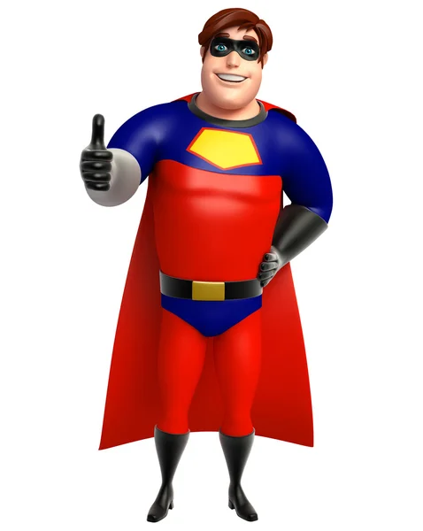 Супергерой с поднятыми вверх пальцами — стоковое фото