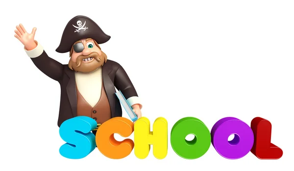 Pirata com placa da escola — Fotografia de Stock