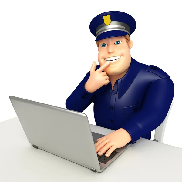 Politie met Laptop — Stockfoto