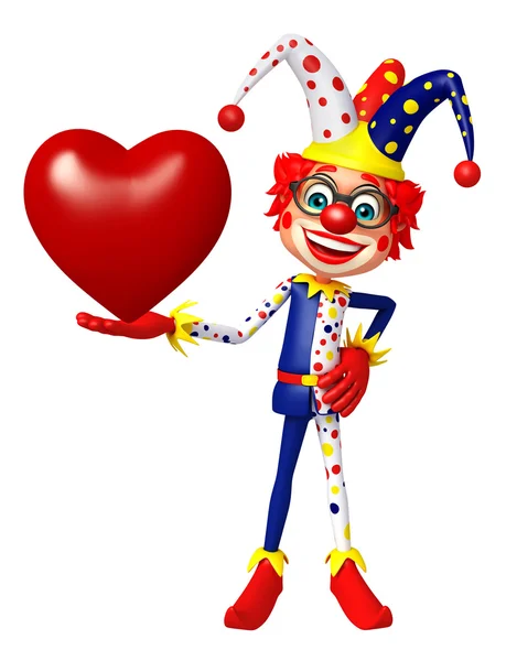 Clown met hart — Stockfoto