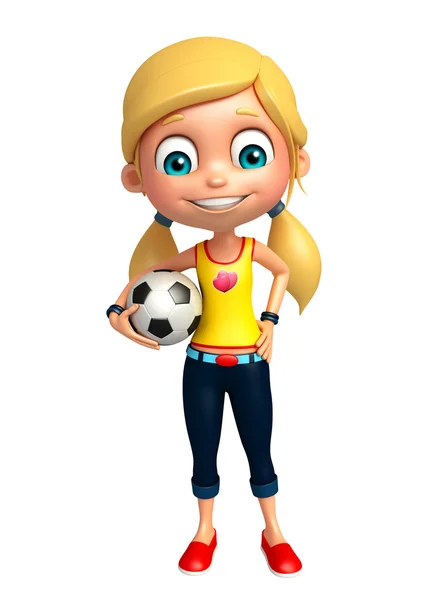Dziecko dziewczynka z piłki nożnej — Zdjęcie stockowe