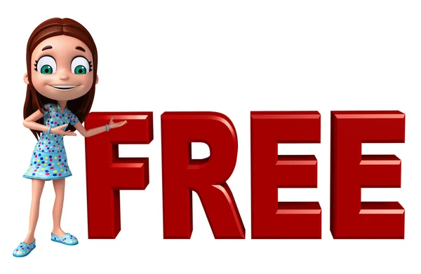 Kid girl with Free sign — Stock Photo, Image
